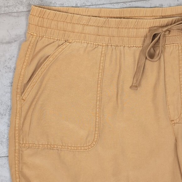 Maurices Weekender Drawstring Shorts Pull On Patch Pockets Honey Mustard Tan - Picture 3 of 10